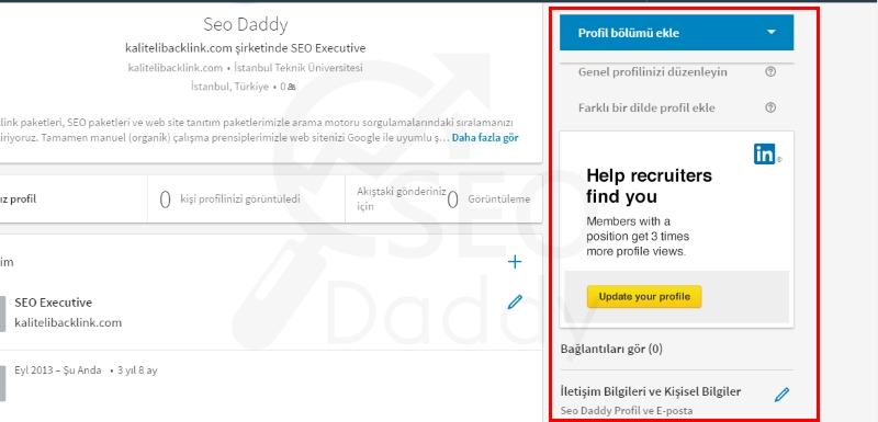LinkedIn Profil Özelleştirme 4