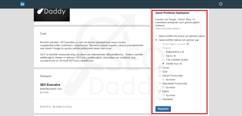LinkedIn Profil Özelleştirme 6