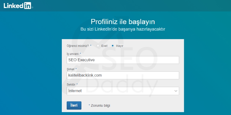 LinkedIn Profili Oluşturma 3